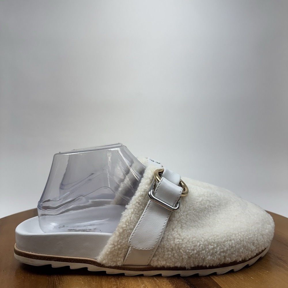 Womens J/Slides NYC Rosie Ivory Shearling Slip On Comfort Mules Shoes Size 8.5 M